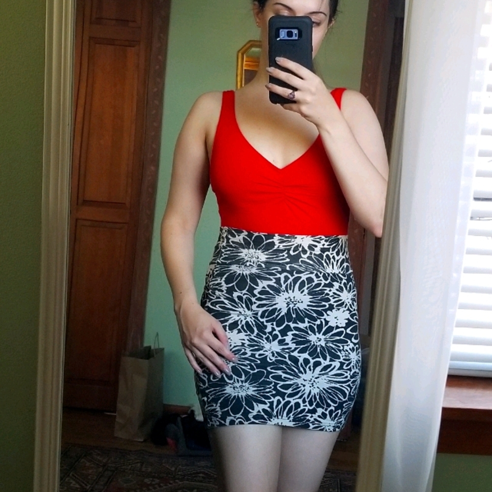 Retro pinup floral a line mini skirt